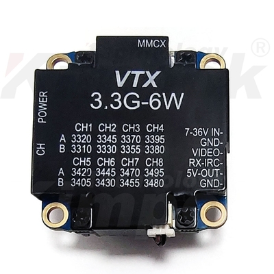3.3G 6W ビデオトランスミッター 3.3Ghz FPV VTX 8チャンネル 遠距離ビデオオーディオトランスミッション
